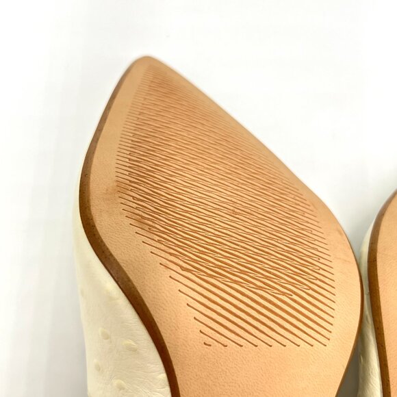 Clarks Womens Size 10 Ivory Ostrich Leather Classic Pumps Heels‎ Shoes NEW - Picture 9 of 13